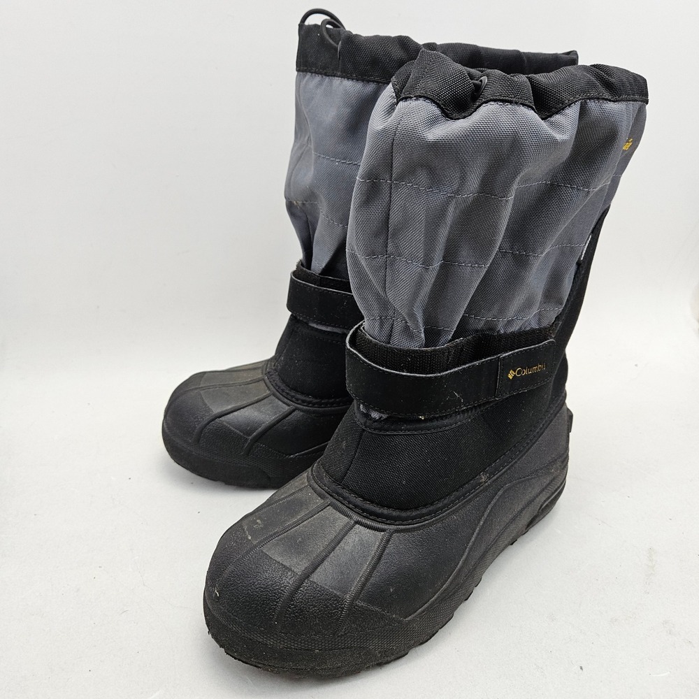 Columbia Youth Black Grey Waterproof Snow Boots BY1302-010 Kids Size 7‎ USA